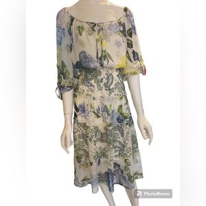 NWT Figueroa & flower dress NWT, size 2X, tier  floral dress,Blue/yellow…